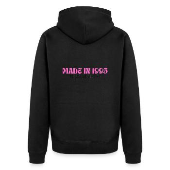 Made in 1995 - Perfektion seit Tag 1 - Unisex Premium Bio Zip Hoodie - Schwarz - Hinten - Nico (187cm)