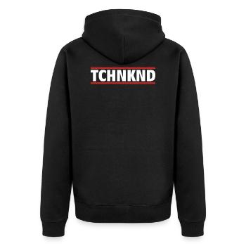 tchnknd - Technokind - Unisex Premium Bio Zip Hoodie - Schwarz - Hinten - Nico (187cm)