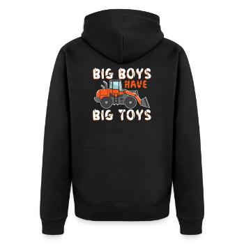 Bagger Baustelle Jungs Schaufelbagger Baggerfahrer - Unisex Premium Bio Zip Hoodie - Schwarz - Hinten - Nico (187cm)