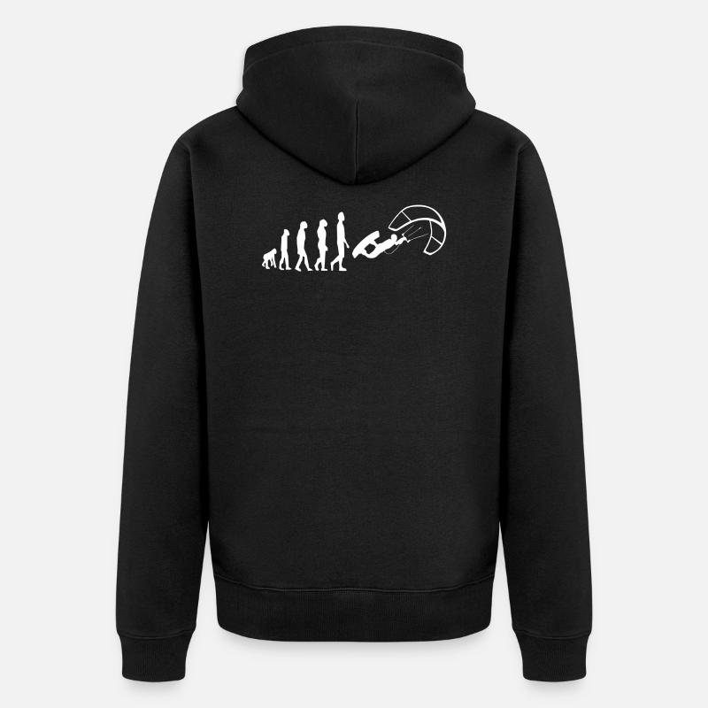 Kitesurfer Evolution Kiteboard Kiteboarding - Unisex Premium Organic Zip Hoodie - black