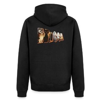 wicca schriftzug eule katze besen - Unisex Premium Bio Zip Hoodie - Schwarz - Hinten - Nico (187cm)