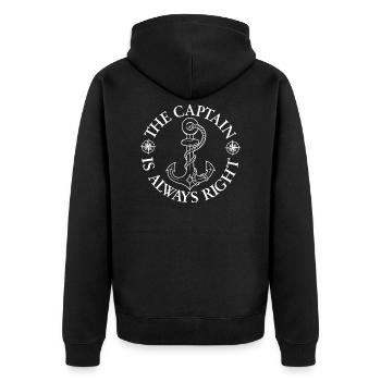 The captain is always right - Unisex Premium Organic Zip Hoodie - black - Back - Nico (187cm)