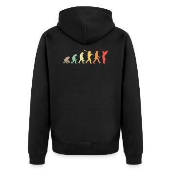 Golf Evolution Retro Geschenk für Golfer - Unisex Premium Bio Zip Hoodie - Schwarz - Hinten - Nico (187cm)