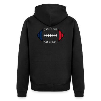 J peux pas j ai rugby - Veste à capuche bio Premium Unisexe - noir - Dos - Nico (187cm)