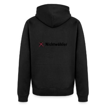 Nichtwähler - Unisex Premium Bio Zip Hoodie - Schwarz - Hinten - Nico (187cm)