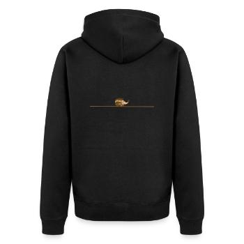schlafender Igel - Unisex Premium Bio Zip Hoodie - Schwarz - Hinten - Nico (187cm)