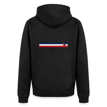 Drapeau français poule - Agriculteur français - Veste à capuche bio Premium Unisexe - noir - Dos - Nico (187cm)