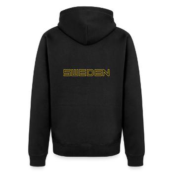 Schweden - Unisex Premium Bio Zip Hoodie - Schwarz - Hinten - Nico (187cm)