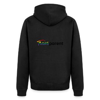 Transparent Transgender Wortspiel für alle Eltern - Unisex Premium Bio Zip Hoodie - Schwarz - Hinten - Nico (187cm)