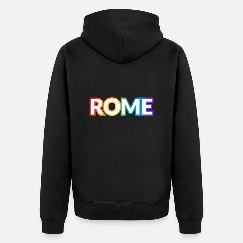 Texte arc-en-ciel ROME PRIDE - Veste à capuche bio Premium Unisexe - noir