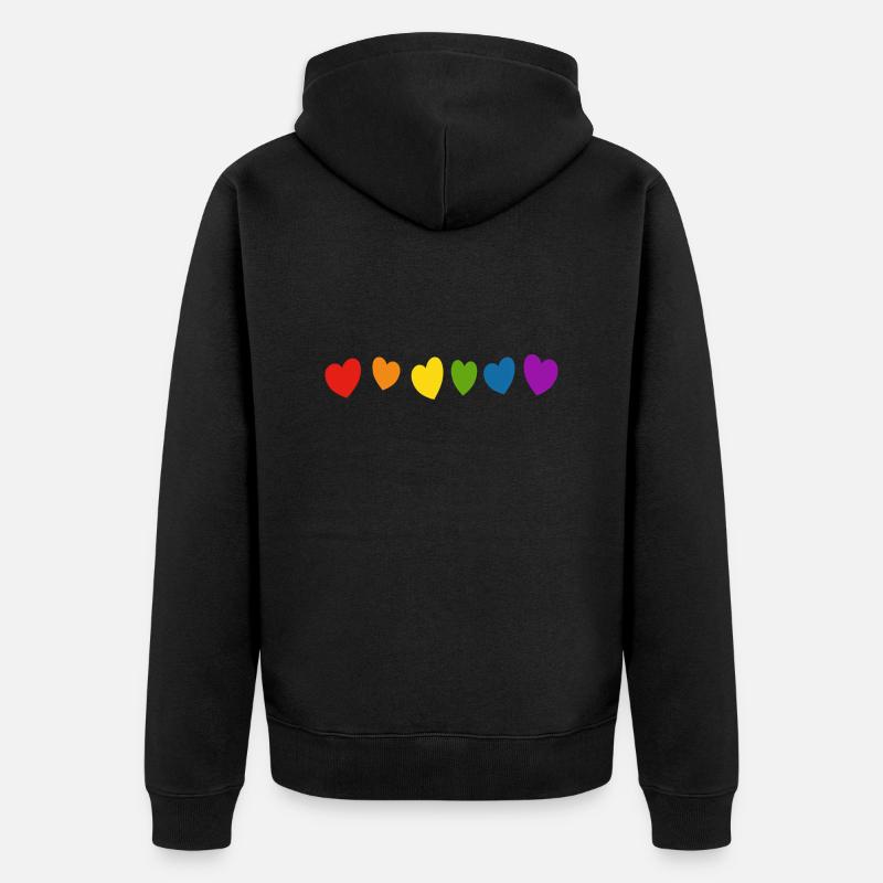 Coeurs arc-en-ciel LGBT Pride - Veste à capuche bio Premium Unisexe - noir