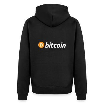 Bitcoin (Bitcoin) - Unisex Premium Bio Zip Hoodie - Schwarz - Hinten - Nico (187cm)