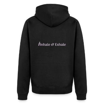 Inhale & Exhale - Unisex Premium Organic Zip Hoodie - black - Back - Nico (187cm)