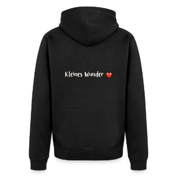 Schwangerschaft - BABYSPRÜCHE - Unisex Premium Bio Zip Hoodie - Schwarz - Hinten - Nico (187cm)