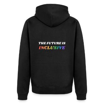 Die Zukunft ist inklusiv LGBT Pride Regenbogen - Unisex Premium Bio Zip Hoodie - Schwarz - Hinten - Nico (187cm)