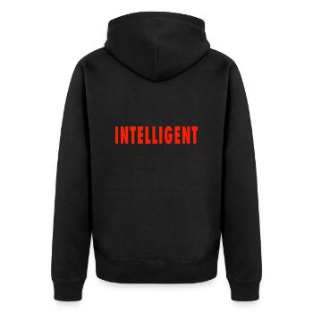 intelligent - Unisex Premium Bio Zip Hoodie - Schwarz - Hinten - Nico (187cm)