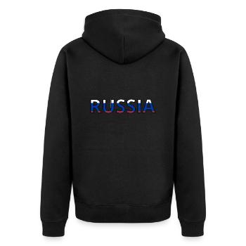 Russia Flag - Unisex Premium Organic Zip Hoodie - black - Back - Nico (187cm)