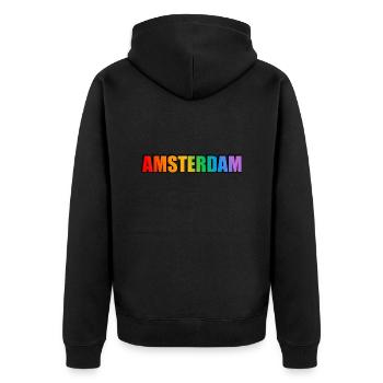 Gay Rainbow LGBT Pride d’Amsterdam - Veste à capuche bio Premium Unisexe - noir - Dos - Nico (187cm)