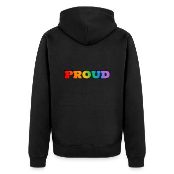 STOLZER LGBT-STOLZ - Unisex Premium Bio Zip Hoodie - Schwarz - Hinten - Nico (187cm)