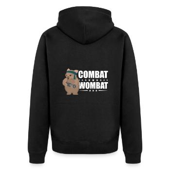 Lustiges Australischer Wombat Spruch - Unisex Premium Bio Zip Hoodie - Schwarz - Hinten - Nico (187cm)