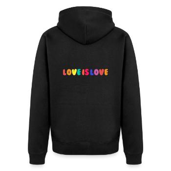 Love is Love - Unisex Premium Bio Zip Hoodie - Schwarz - Hinten - Nico (187cm)