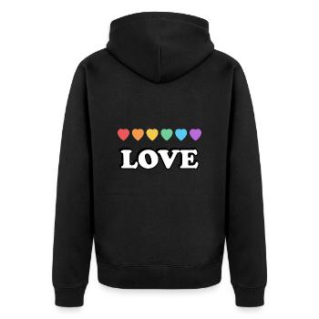 Coeurs arc-en-ciel d’amour - Veste à capuche bio Premium Unisexe - noir - Dos - Nico (187cm)