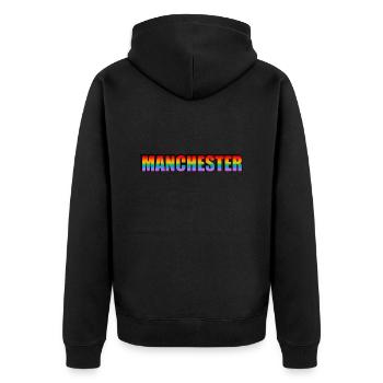 Manchester rainbow fierté LGBT - Veste à capuche bio Premium Unisexe - noir - Dos - Nico (187cm)