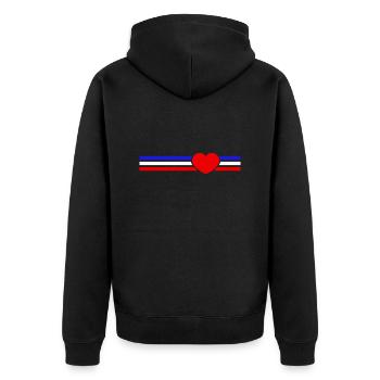 Schleswig-Holstein Herz - Unisex Premium Bio Zip Hoodie - Schwarz - Hinten - Nico (187cm)