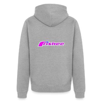 ultimate frisbee purple - Unisex Premium Bio Zip Hoodie - Grau meliert - Hinten - Nico (187cm)