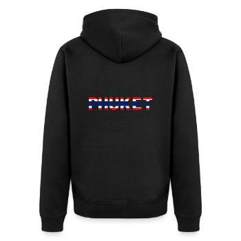 Phuket Thailand Flag T-Shirt Minimalist - Unisex Premium Organic Zip Hoodie - black - Back - Nico (187cm)