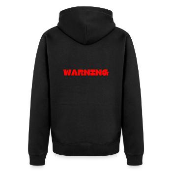 WARNING - Unisex Premium Organic Zip Hoodie - black - Back - Nico (187cm)