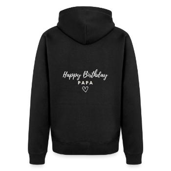 Happy Birthday Papa - Unisex Premium Bio Zip Hoodie - Schwarz - Hinten - Nico (187cm)