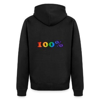 100 Prozent schwul - Unisex Premium Bio Zip Hoodie - Schwarz - Hinten - Nico (187cm)