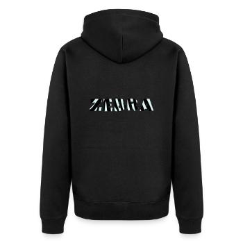 zebra - Unisex Premium Bio Zip Hoodie - Schwarz - Hinten - Nico (187cm)