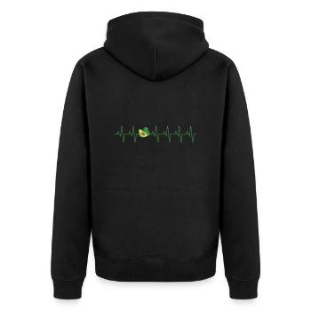 Advocado Vegan Herzschlag Geschenk - Unisex Premium Bio Zip Hoodie - Schwarz - Hinten - Nico (187cm)