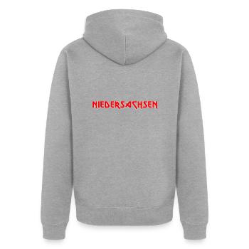 Fashionable home NIEDERSACHSEN Metal-Design - Unisex Premium Organic Zip Hoodie - heather grey - Back - Nico (187cm)