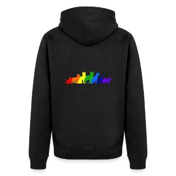 Regenbogen der Katzen - Unisex Premium Bio Zip Hoodie - Schwarz - Hinten - Nico (187cm)
