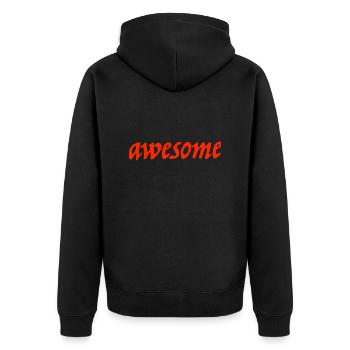 awesome - Unisex Premium Bio Zip Hoodie - Schwarz - Hinten - Nico (187cm)