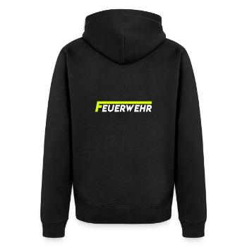 Les pompiers jaune fluo - Veste à capuche bio Premium Unisexe - noir - Dos - Nico (187cm)