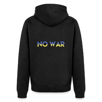 NO WAR Frieden für die Ukraine - Unisex Premium Bio Zip Hoodie - Schwarz - Hinten - Nico (187cm)
