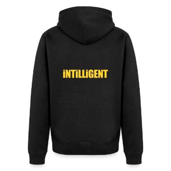 Intilligent Fun Intelligent - Unisex Premium Bio Zip Hoodie - Schwarz - Hinten - Nico (187cm)