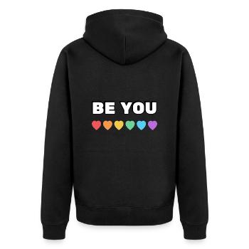 Soyez vous cœurs arc-en-ciel - Veste à capuche bio Premium Unisexe - noir - Dos - Nico (187cm)