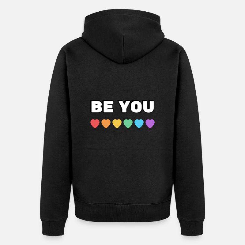 Soyez vous cœurs arc-en-ciel - Veste à capuche bio Premium Unisexe - noir