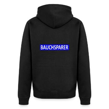 Bauchsparer-Finanzen-Übergewicht-Satire-Version 2 - Unisex Premium Bio Zip Hoodie - Schwarz - Hinten - Nico (187cm)