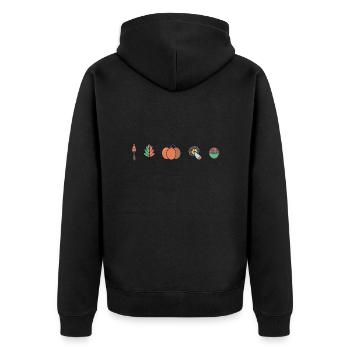 Herbstliches Design #3 - Unisex Premium Bio Zip Hoodie - Schwarz - Hinten - Nico (187cm)