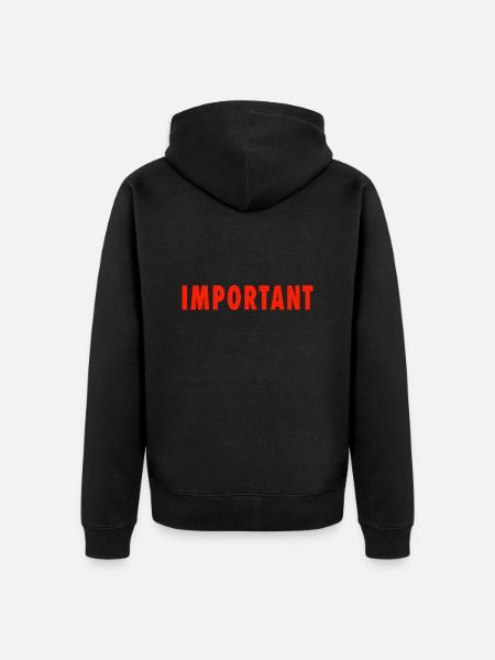 important - Unisex Premium Organic Zip Hoodie - black