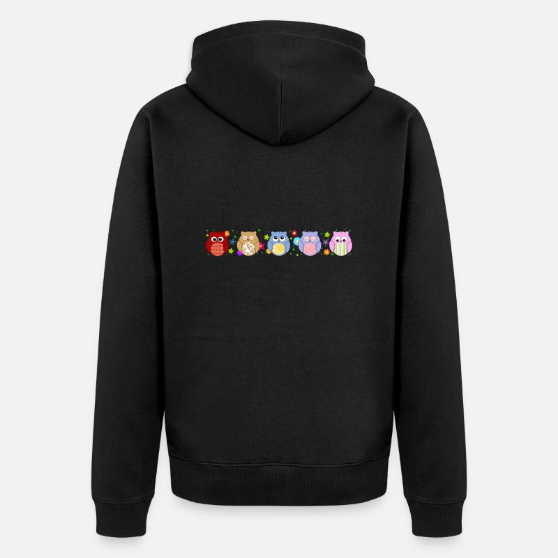 Hiboux et fleurs mignonnes - Veste à capuche bio Premium Unisexe - noir