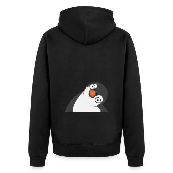 Penguin - Unisex Premium Organic Zip Hoodie - black - Back - Nico (187cm)