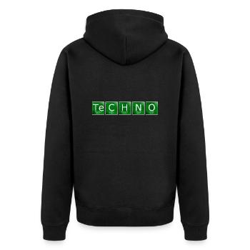 Techno - Unisex Premium Bio Zip Hoodie - Schwarz - Hinten - Nico (187cm)