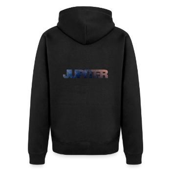 Jupiter | surface - Unisex Premium Organic Zip Hoodie - black - Back - Nico (187cm)